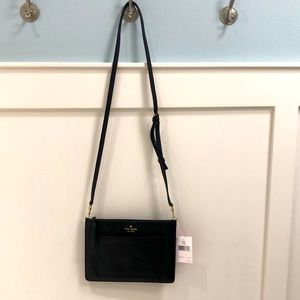 Kate Spade black leather crossbody purse “on purpose” new with tags